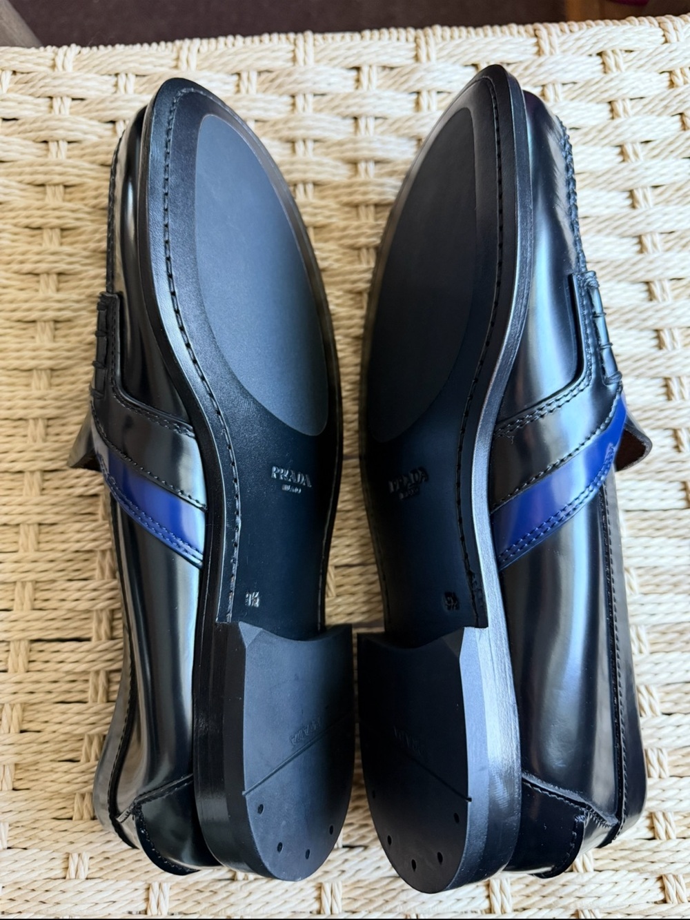 AUTH LUXURY PRADA PENNY LOAFER SHOES 2DG100 BLACK LEATHER US 9.5 - Picture 5 of 9